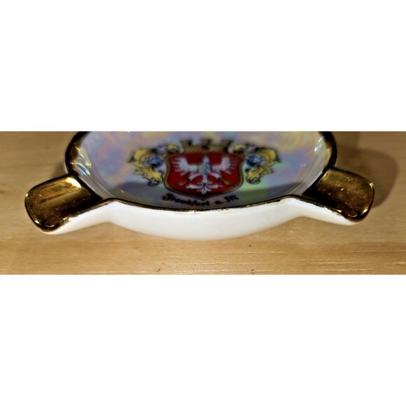 Vintage Ceramic Ashtray FRANKFURT On The Main Coat of Arms Gold on Porcelain - Picture 5 of 10